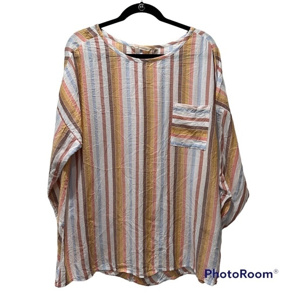 Soft Surroundings Enyo Striped Cotton Blend Top Size Extra Large - Picture 1 of 7